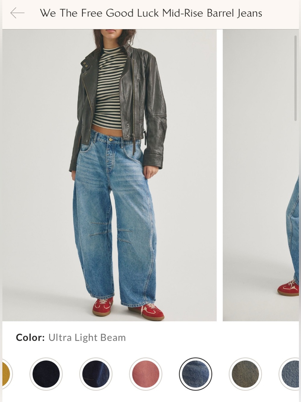 NWT Free People We The Free Good Luck Mid-Rise Barrel Jeans ultra light beam 33 - Picture 10 of 15